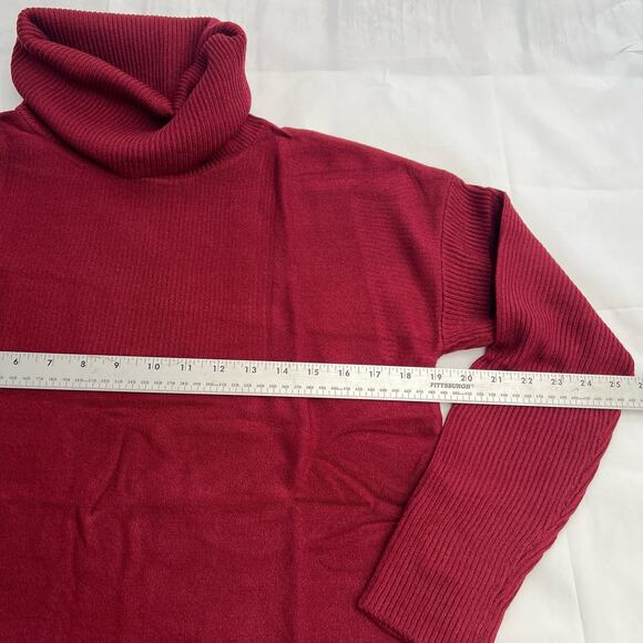 Niubia Women's Oversized Batwing long Sleeve turtleneck Red Wine Sweater S - Picture 5 of 8